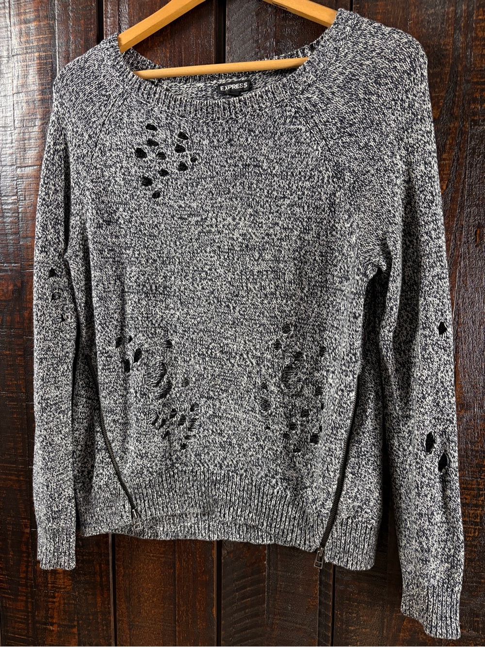 Express women’s Sweater with Zippers & Holes Small